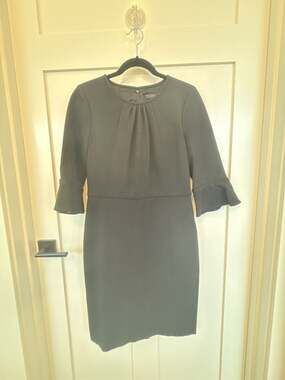 J.Crew Women's Black Stretch Ponte Sheath Dress with Bell Sleeves Size 8